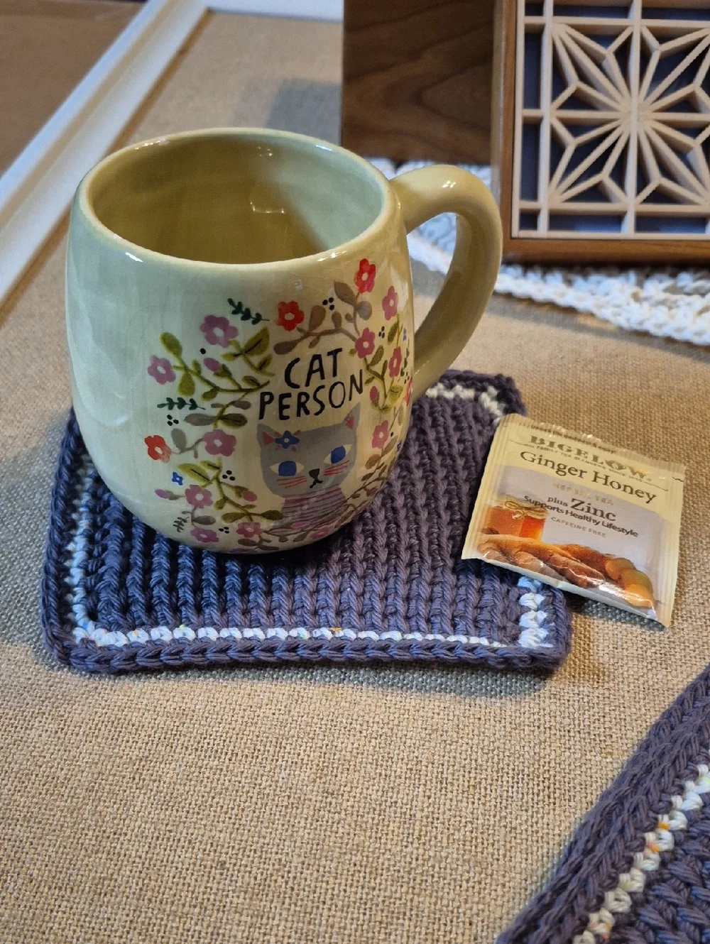 Set Of Four Handmade Mug Rug | Crochet Coaster 100% Cotton • Approx 5"x6" - Picture 2 of 9